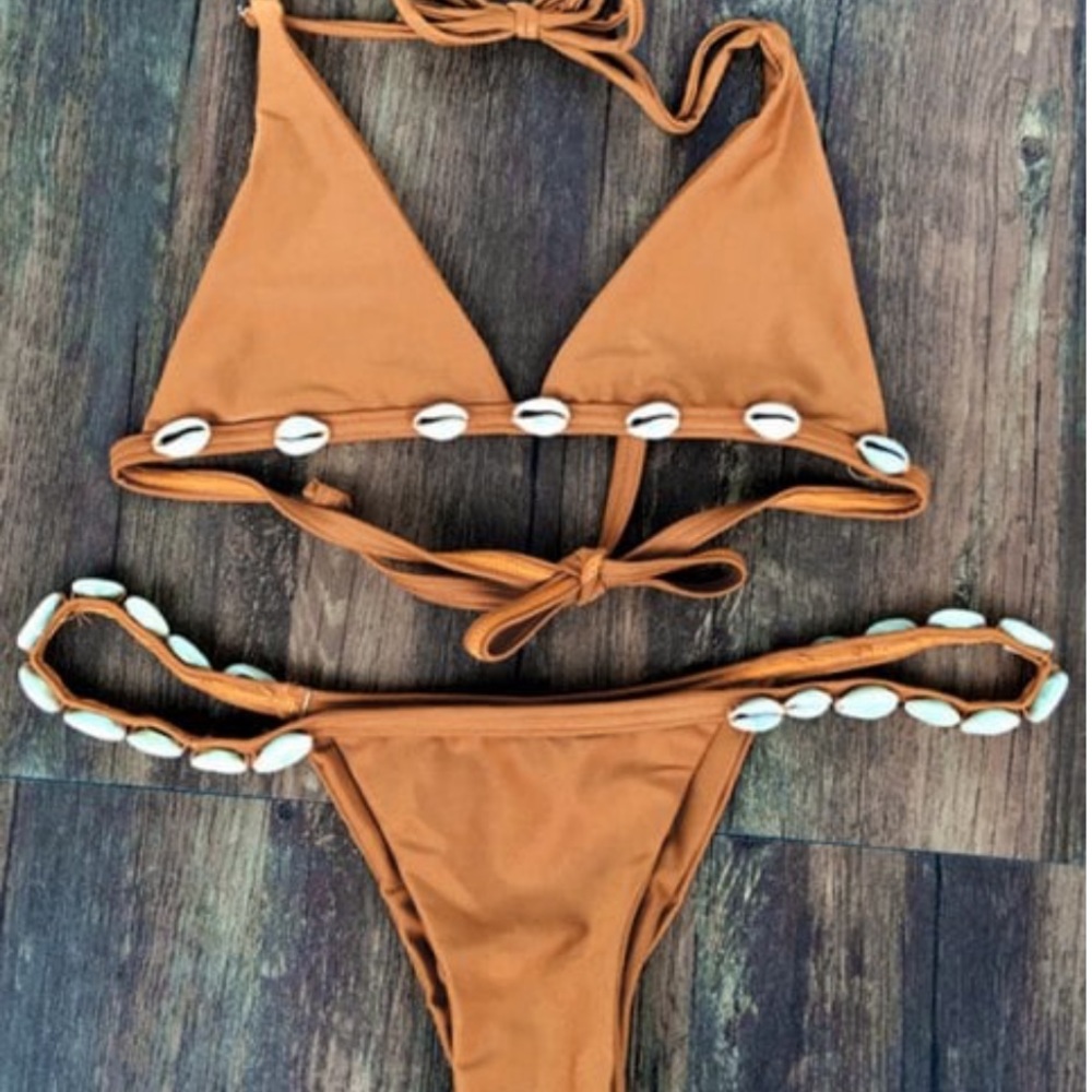 Zaful tan shell bikini